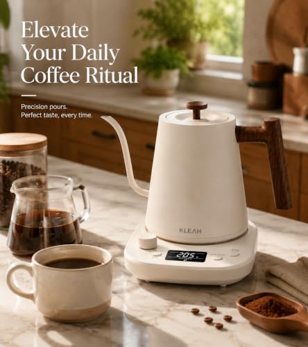 Gooseneck Electric Kettle with Temperature Control (Bone White)