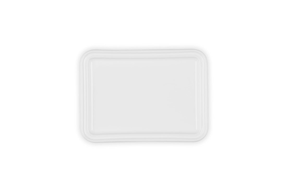 Stoneware European Butter Dish (White)