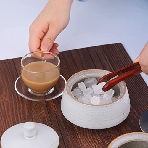 Small Kitchen Ceramic Canister Storage Jar with Lid White (White)