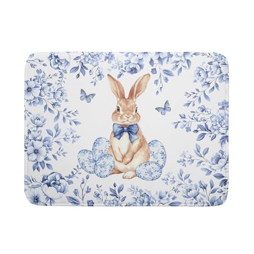 Easter Large Dish Drying Mat Blue Flower Rabbit Holiday Decorative Kitchen Countertop Mats 18x24 (Vintage Easter Blue / 24" x 18")