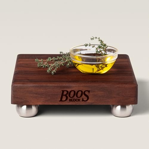 B Series Square Wooden Walnut Cutting Board 12”x12” (9"L x 9"W / Walnut with Stainless Steel Feet)
