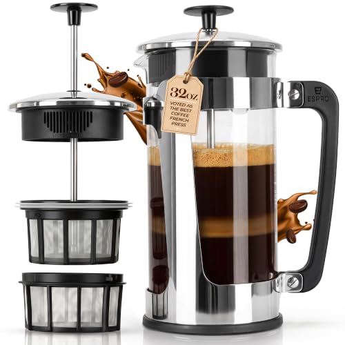 P5 French Press Coffee Maker (Polished Stainless Steel / 32 oz)