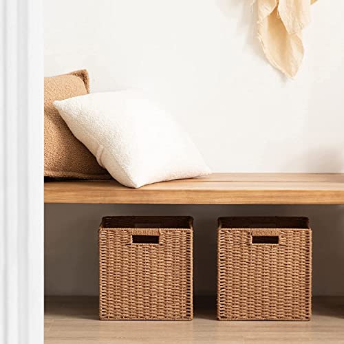 3 Pack Wicker Basket (Cube-3pack 11"×11"×10.5" / Caramel)