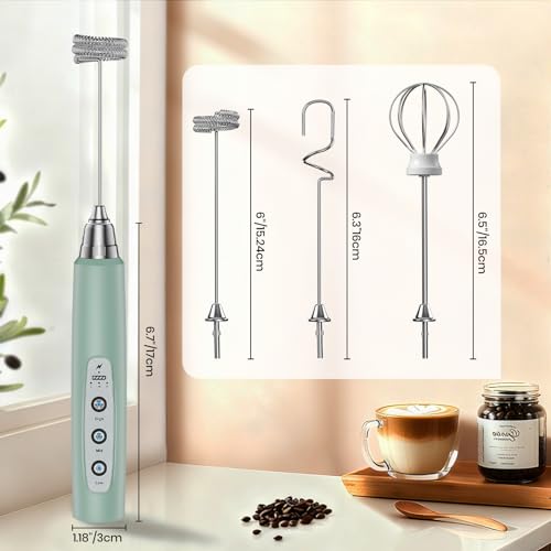 Milk Frother Handheld Rechargeable (without stand / Sage Green)