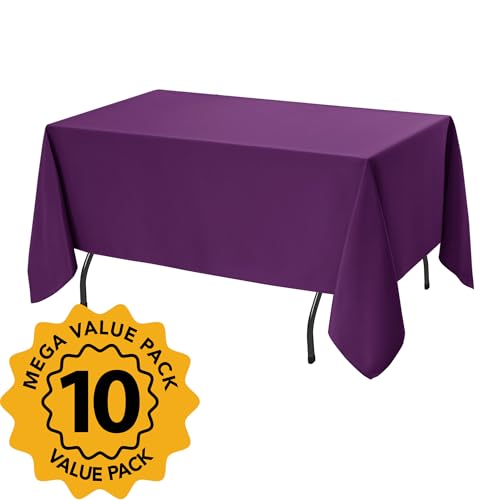 10 Pack Purple Tablecloths for Rectangle Tables (Purple / 60x120 In, 10 Pack)