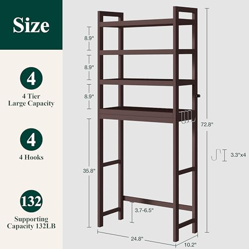 Bamboo Over The Toilet Storage Cabinet (Brown / 4 Tiers (72.8"H))