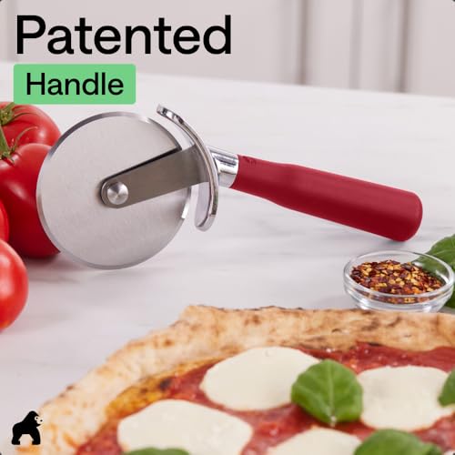 Patented Stainless Steel Large Pizza Cutter Wheel (Red)