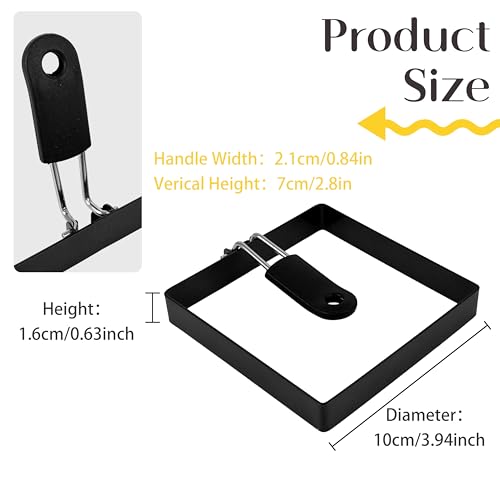 4'' Square Egg Rings with Silicone Handle