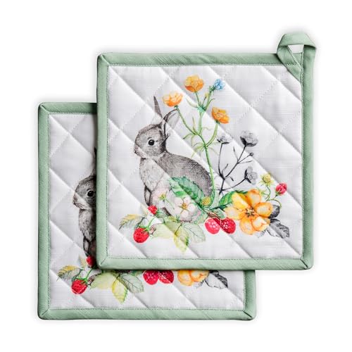 Pot Holders 100% Cotton Potholders (035 - Printemps / 8" x 8" (Pot Holder Pack of 2))