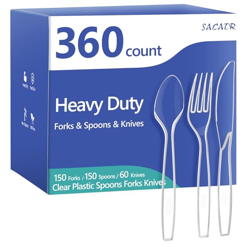 360 Count Clear Plastic Silverware Heavy Duty (Transparent)