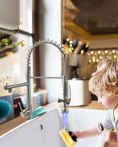 Commercial Pull Down Sprayer Brushed Nickel Kitchen Faucet (Brushed Nickel)