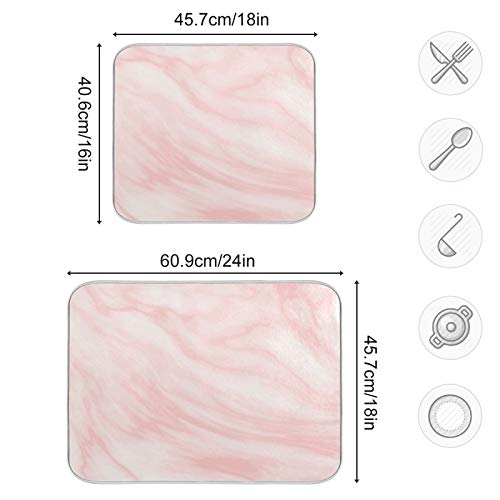 Super Absorbent Dish Drying Mat (Pink Coral Marble / 16" x 18")
