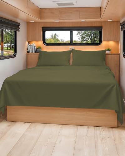 Short Queen Size 4 Piece Bed Sheet Set (15 - Sage Green / Short Queen)