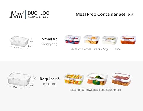 Duo Loc Tritan Containers for Reheating Microwave Safe Box (Meal Prep 6pk)