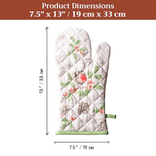 Maison d'Hermine Oven Gloves 100% Cotton Oven Mitt (115 - Christmas Dew / 7.5" x 13" (Oven Mitt))