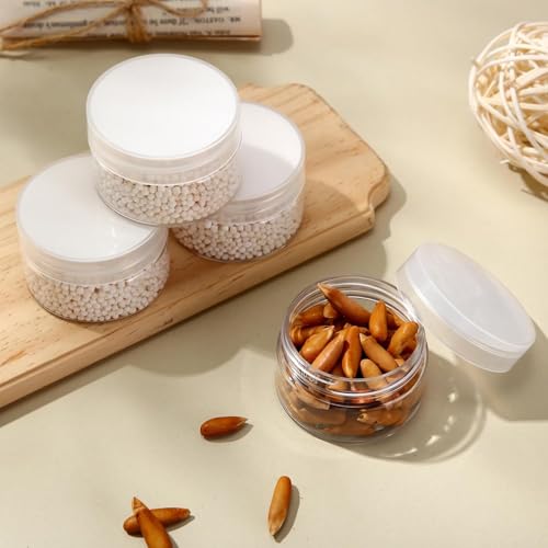 6 Pack 2 oz Clear Plastic Jars Containers with Lids Wide Mouth (2 Ounce)