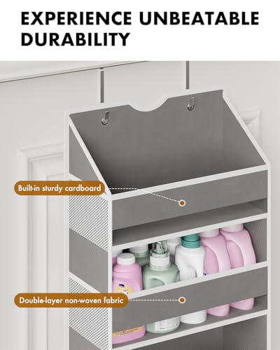 Over the Door Hanging Organizer for Bathroom & Nursery (Grey)