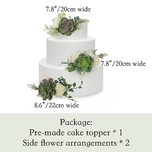 3Pcs Premade Cake Flowers (3 Count)