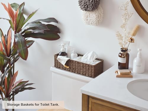 Toilet Tank Basket (Brown / 15 ¾"L x 6 ½"W x 4 ¼"H)