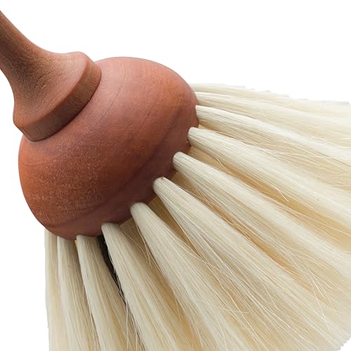 Goat Hair Dust Brush with Oiled Pearwood Handle (Light With Black Dot)