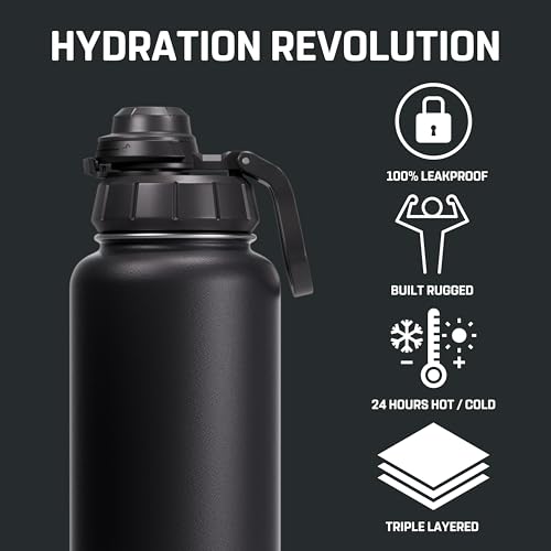 Vessence 32 Oz Stainless Steel Tea Infuser Bottle for Loose Leaf Tea (Reynisfjara Black / 32 Oz)