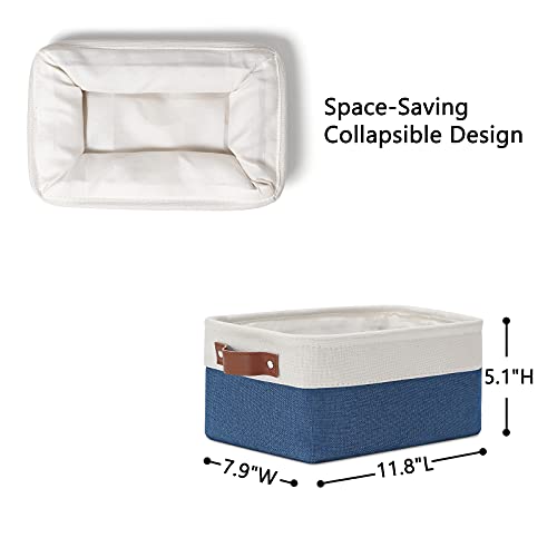 Set of 6 Small Baskets for Organizing (White&Blue / XS-12"x8"x5")