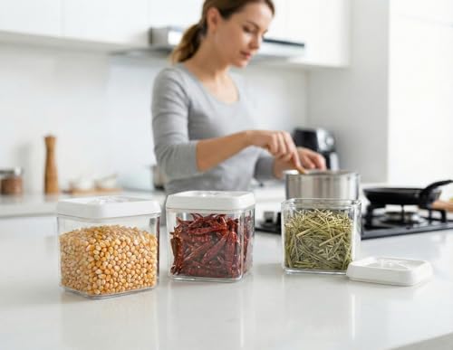 Flip Tite Food Storage Container 4" Small Size Airtight Lid Lock Top (White / 4")