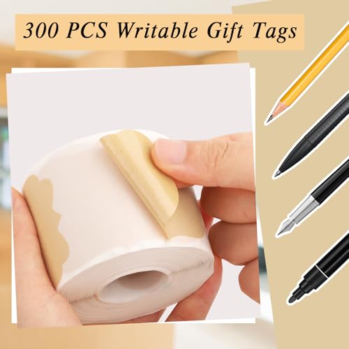 300 Pcs Gift Tag Stickers (Light Brown)