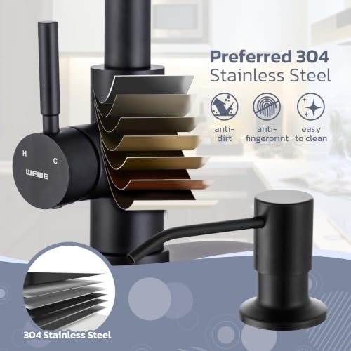 Kitchen Faucet with Soap Dispenser (Matte Black Finish)
