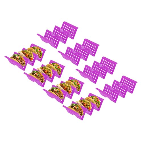 8 Pcs Taco Holder Stand Plastic Plates Hold Up to 3 Tacos (Purple)