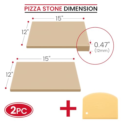 2PCS Pizza Stones for Oven and Grill (15" x 12" (2 Pack))