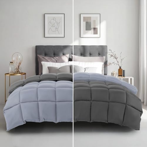 All Season Full Size Bed Comforter (Dark Grey/Light Grey / Full（82*86）)