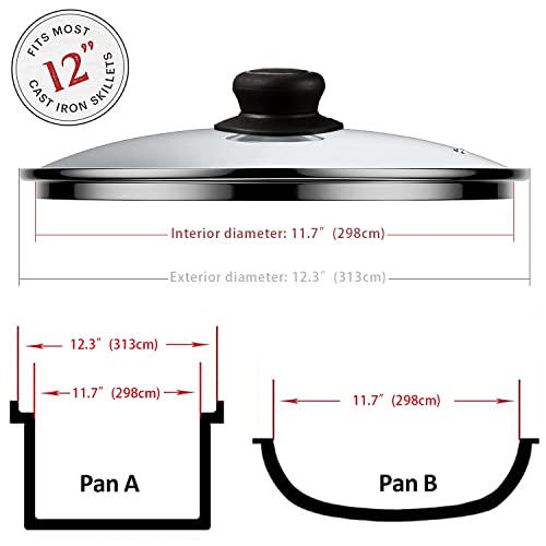12 Inch Glass Lid for Frying Pan (12.0 Inch)