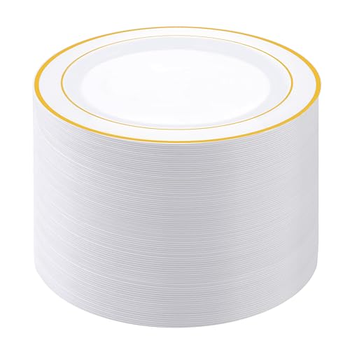 100PCS Gold Plastic Plates (Gold / 100 PCS)