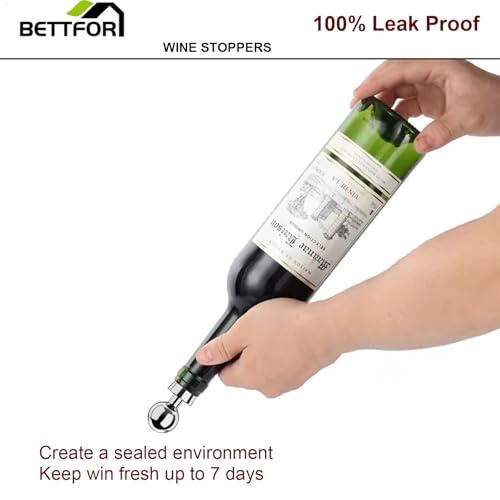 Wine Stoppers for Wine Bottles 6Pcs Vacuum Wine Bottle Stopper with Silicone Reusable Wine Corks (Silver / 6 Pack)