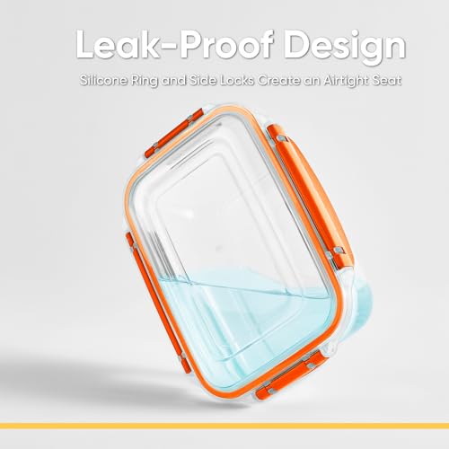 Plastic Food Storage Containers with Airtight Lids (80 oz / Orange)