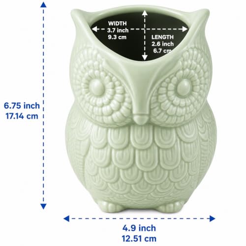 Sage Green Owl Utensil Holder (Sage Green)