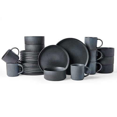 Star Dinnerware Sets with Mugs (Matte Dark Charcoal)
