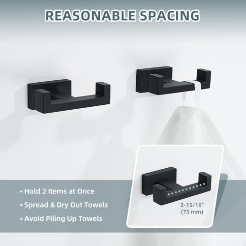 Bathroom Towel Hook Matte Black (2 Pack / Matte Black)