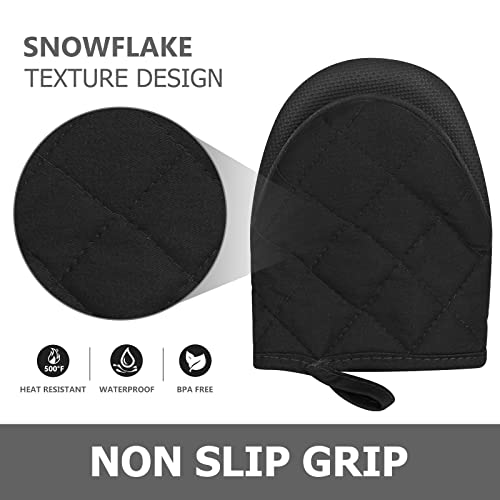 1 Pair Short Oven Mitts (Black)