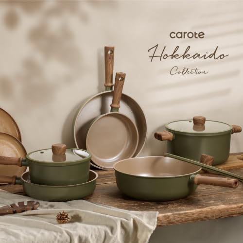 21pcs Ceramic Cookware Set (Green / 21 pieces)