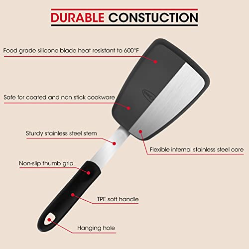 2 Piece Silicone Spatula Turner Set for Everyday Cooking (2 Pack)
