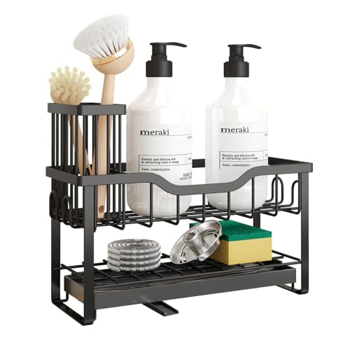 2 Tier Sponge Holder for Kitchen Sink (Black)