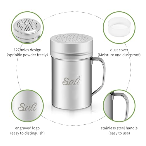 Stainless Steel Salt and Pepper Shakers Set (14 Ounce)