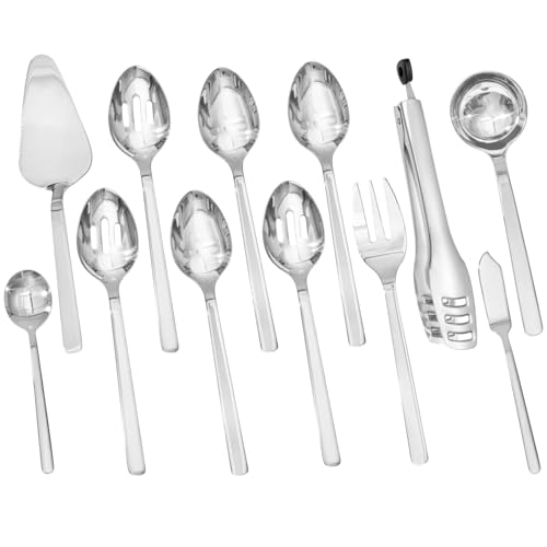 12 piece Large Hostess Serving Utensils Set (12 / Silver)
