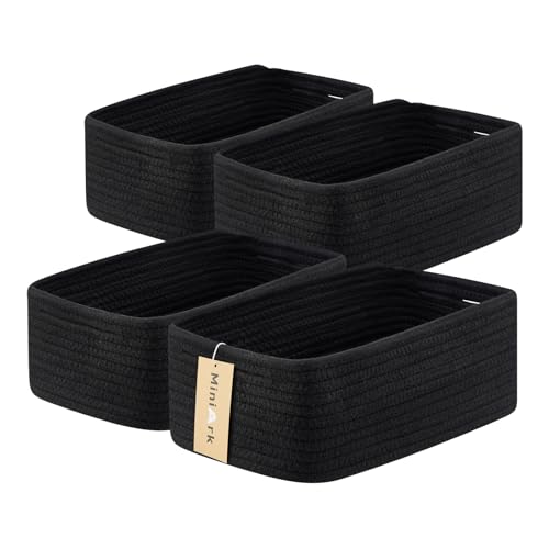 Small Storage Baskets for Organizing (4pcs-L13xW8.5xH5.1" / Black)
