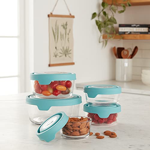 TrueSeal 10 piece Glass Food Storage Containers with Airtight Lids (10 Piece Set (Mineral Blue))