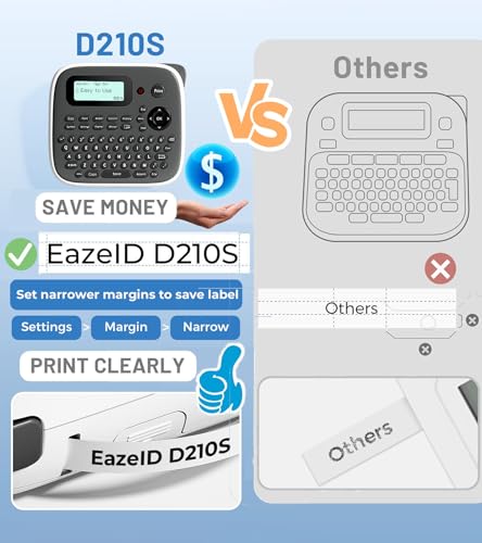 D210S Label Maker Machine with Tape (Gray)
