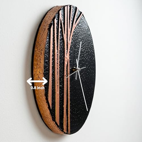 Handmade Copper Wall Clock Artisan Touch in Every Piece (Black Tree of Time / 17.7)