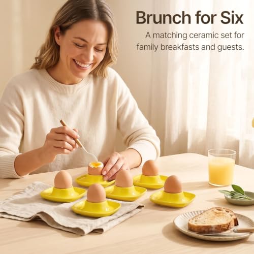 Soft Boiled Egg Cups (6 Pack / Square Style, Yellow)